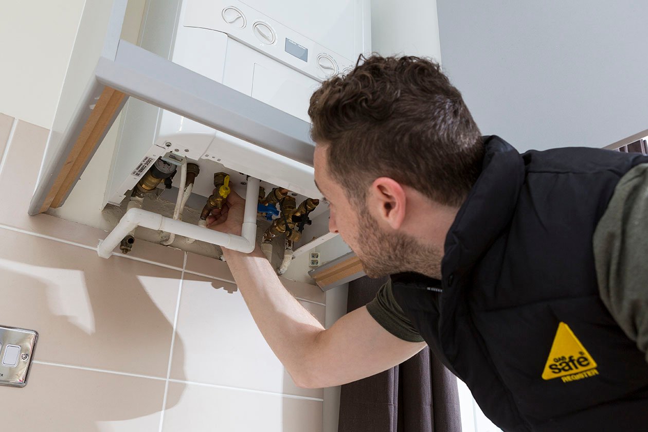 Engineer checking a boiler